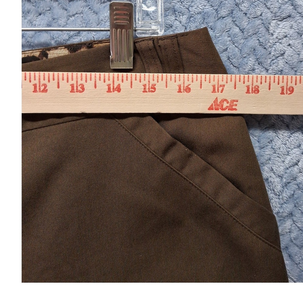 Cato Womens Brown Bermuda Shorts Cuffed Leopard Trim Pockets Size 12 - Picture 4 of 9